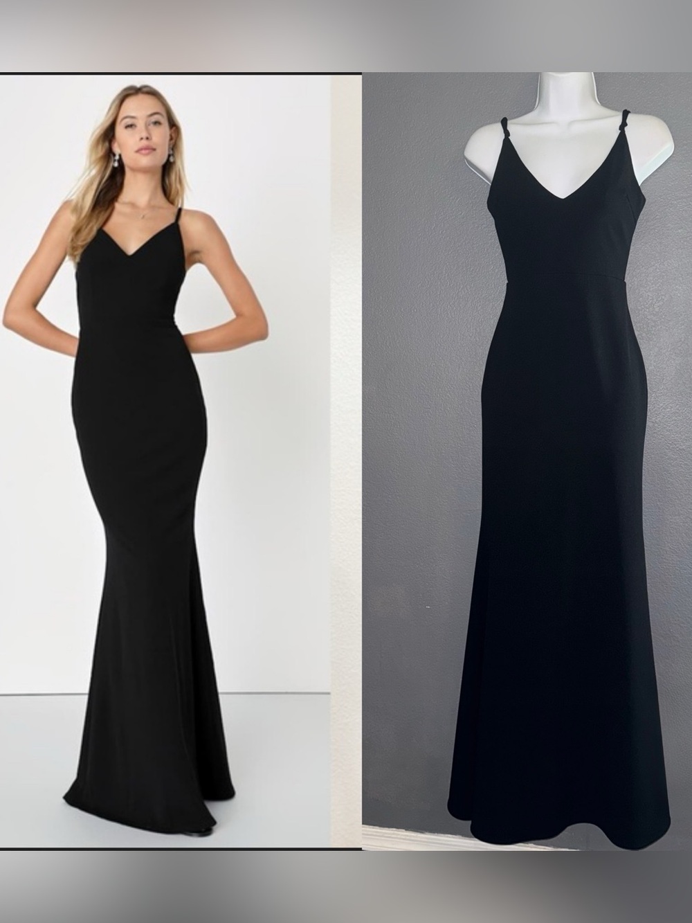 Lulus New w Tags Formal Long Black Maxi V-Neck Dress infinite Glory Gown size XS